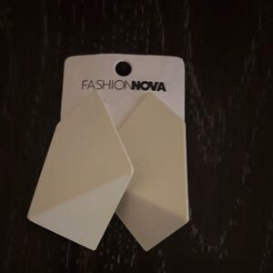 Fashion Nova White Geometric Earrings